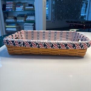 Vintage 1998 Longaberger Hostess Serving Basket, Protecter, & All American Liner